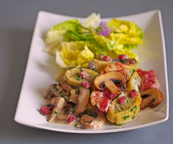 Maultaschen-Jägerpfanne